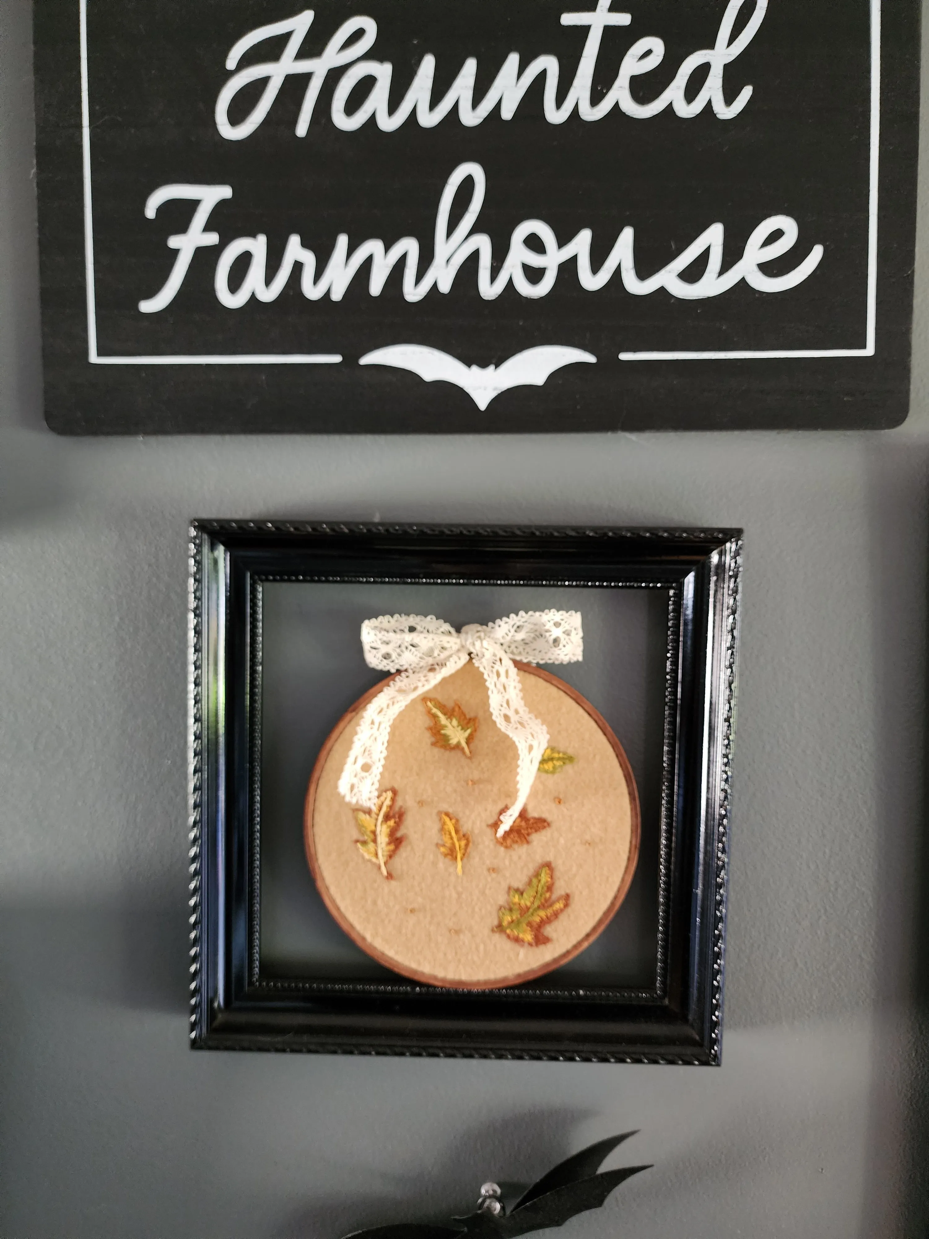 "Falling" Hand Embroidered Hoop Art
