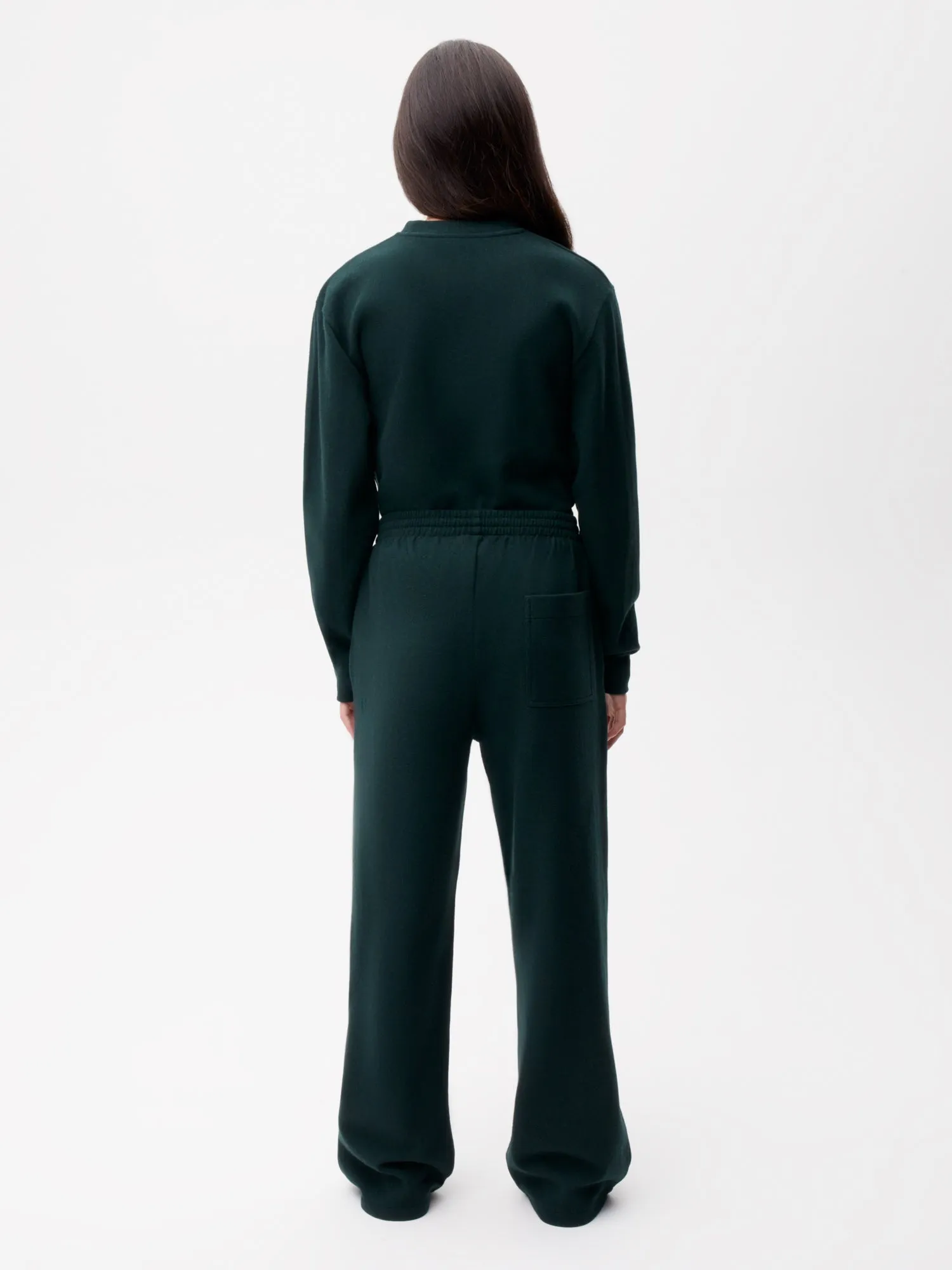 Recycled Wool Jersey Loose Leg Track Pants—foliage green