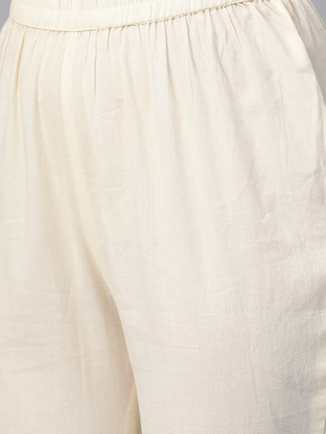 Red Bandhani Printed Kurta With Solid Cream Pants