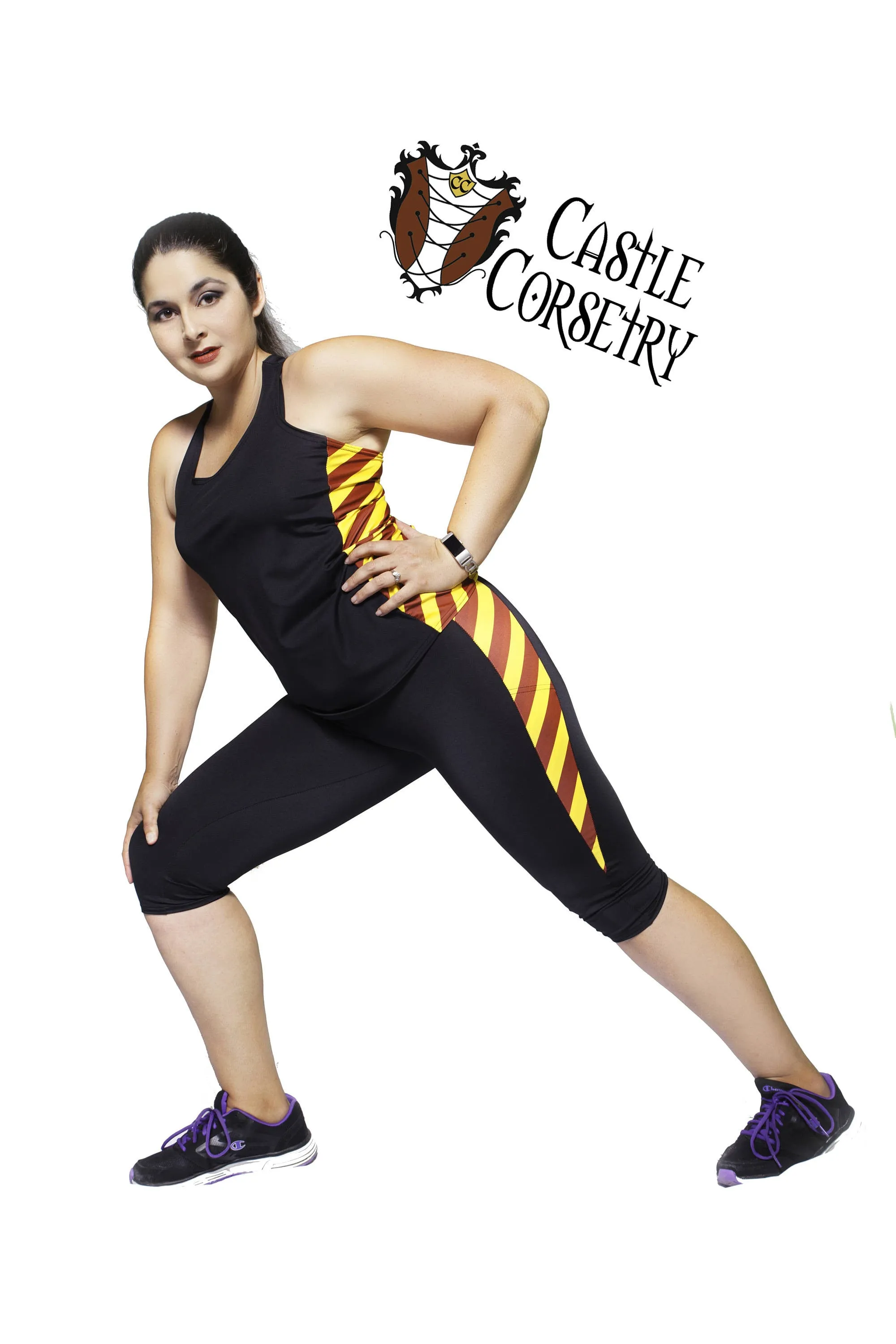 Red #BasicWitchWear Workout Capri Pants
