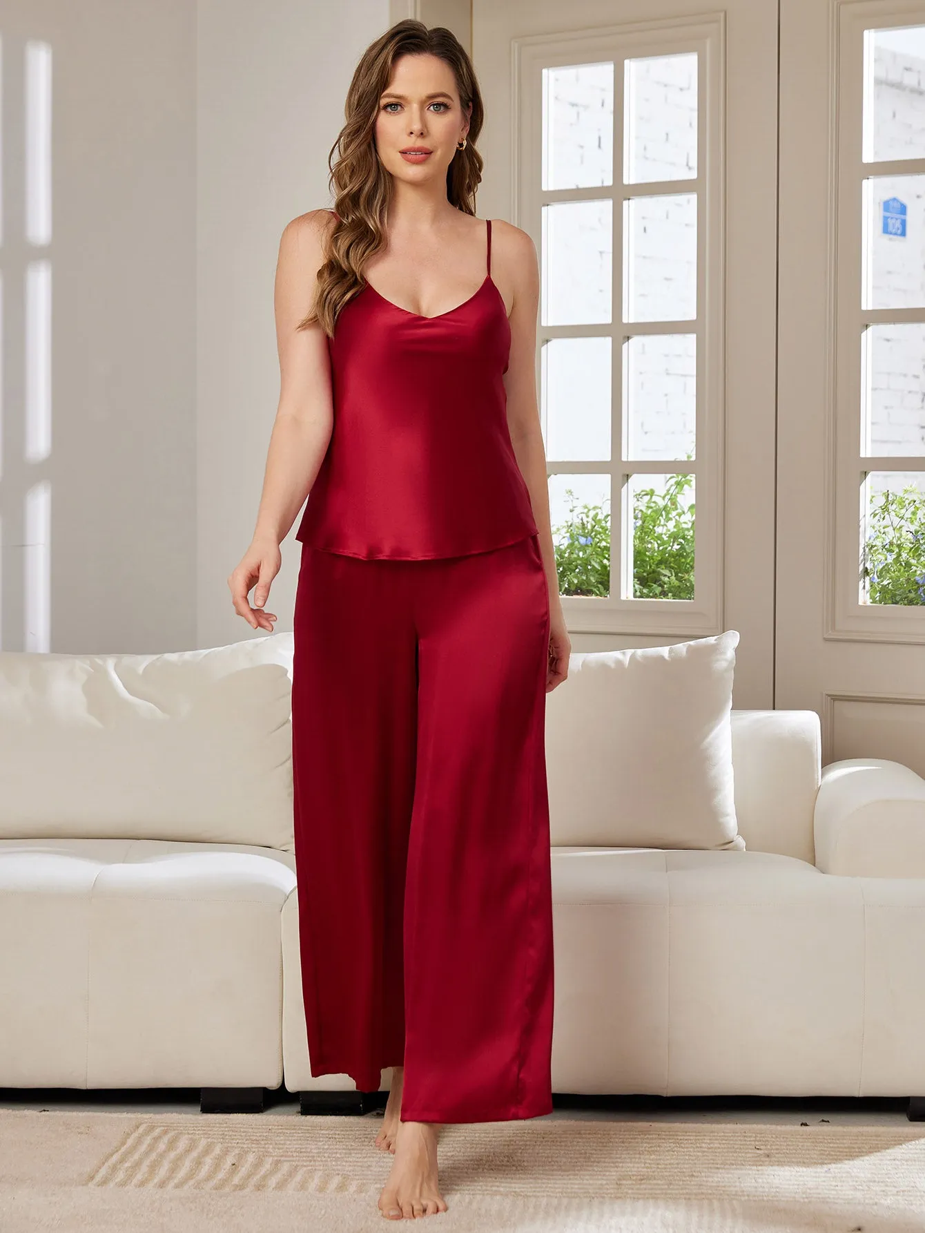 Silk Cami & Wide Leg Pants Pyjamas Set