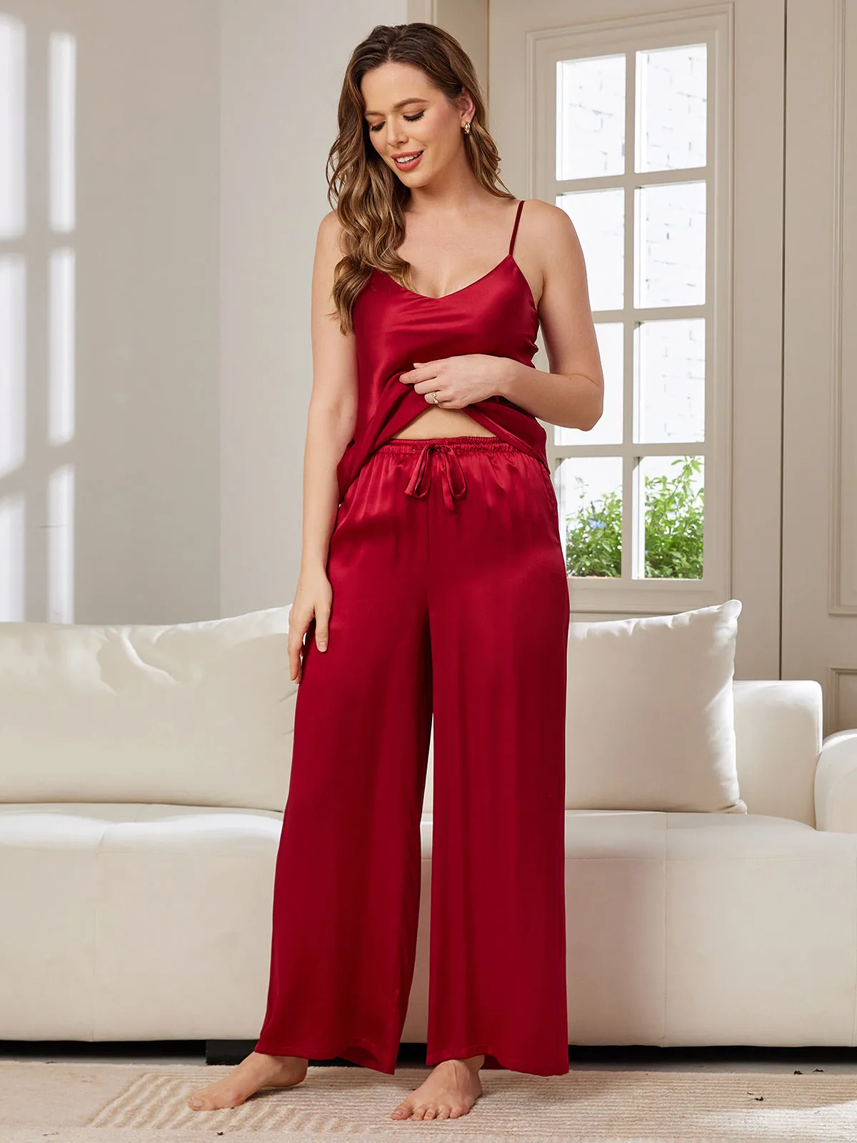 Silk Cami & Wide Leg Pants Pyjamas Set