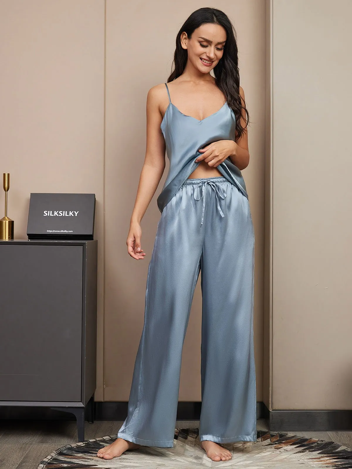 Silk Cami & Wide Leg Pants Pyjamas Set