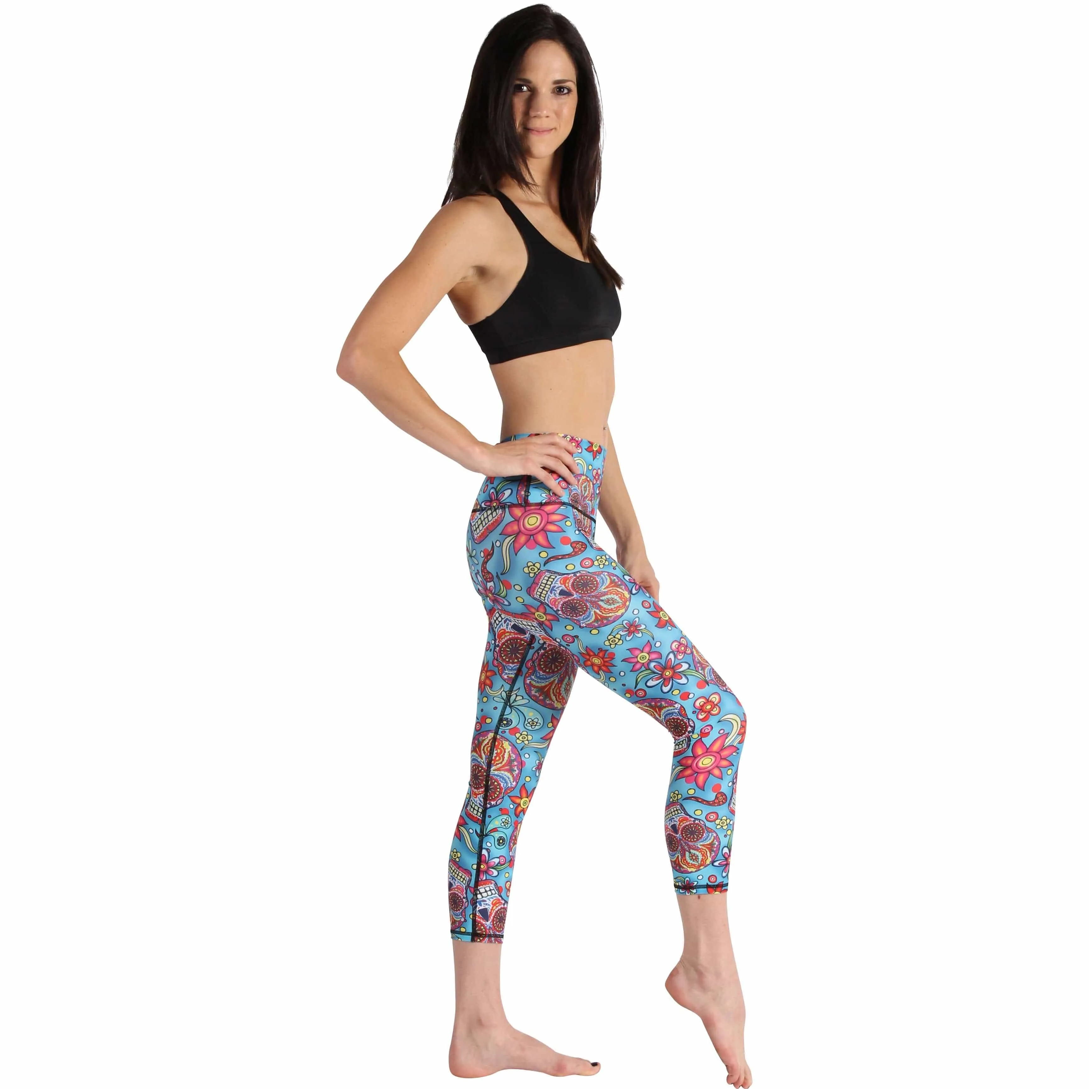 Skull Candy Printed Yoga Crops