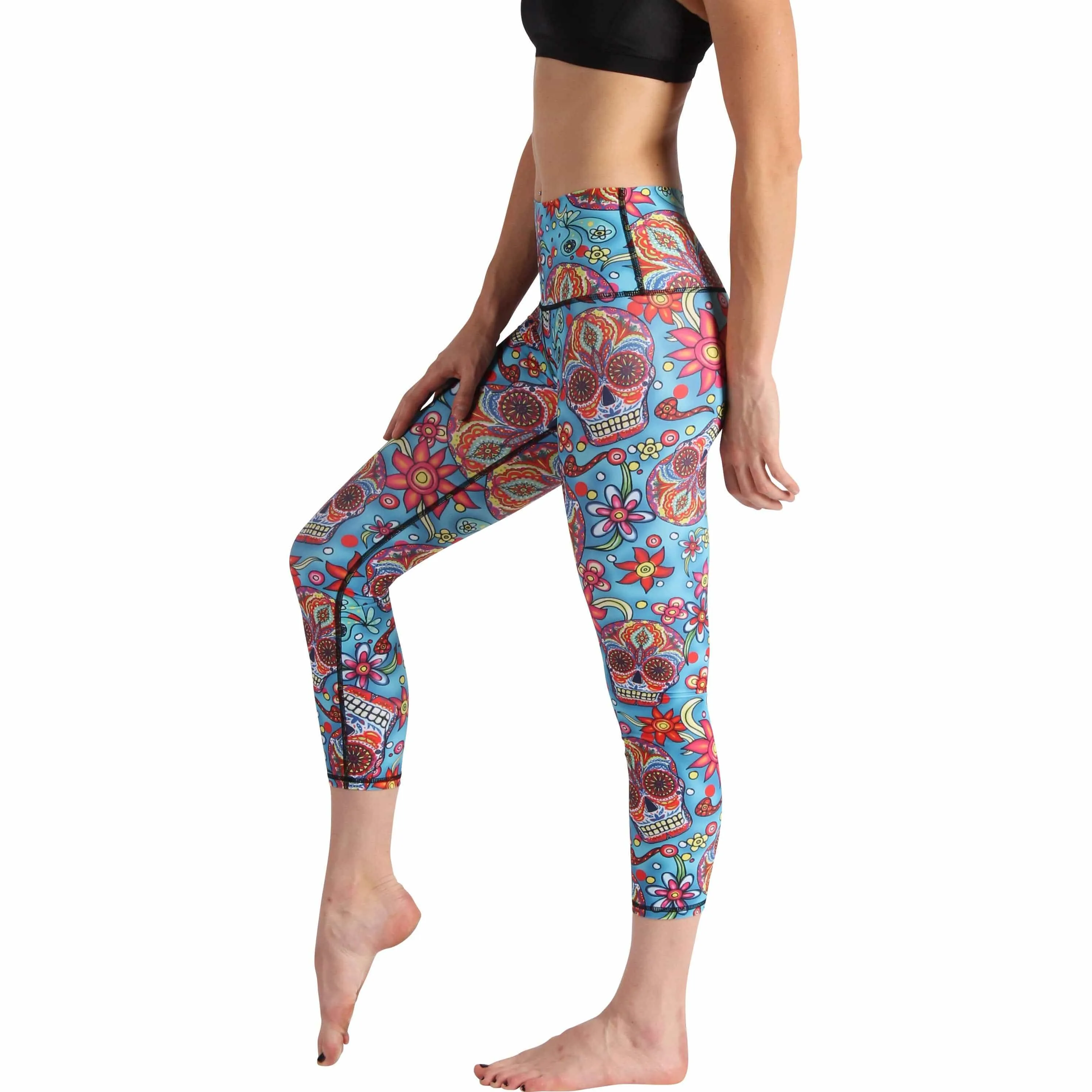 Skull Candy Printed Yoga Crops