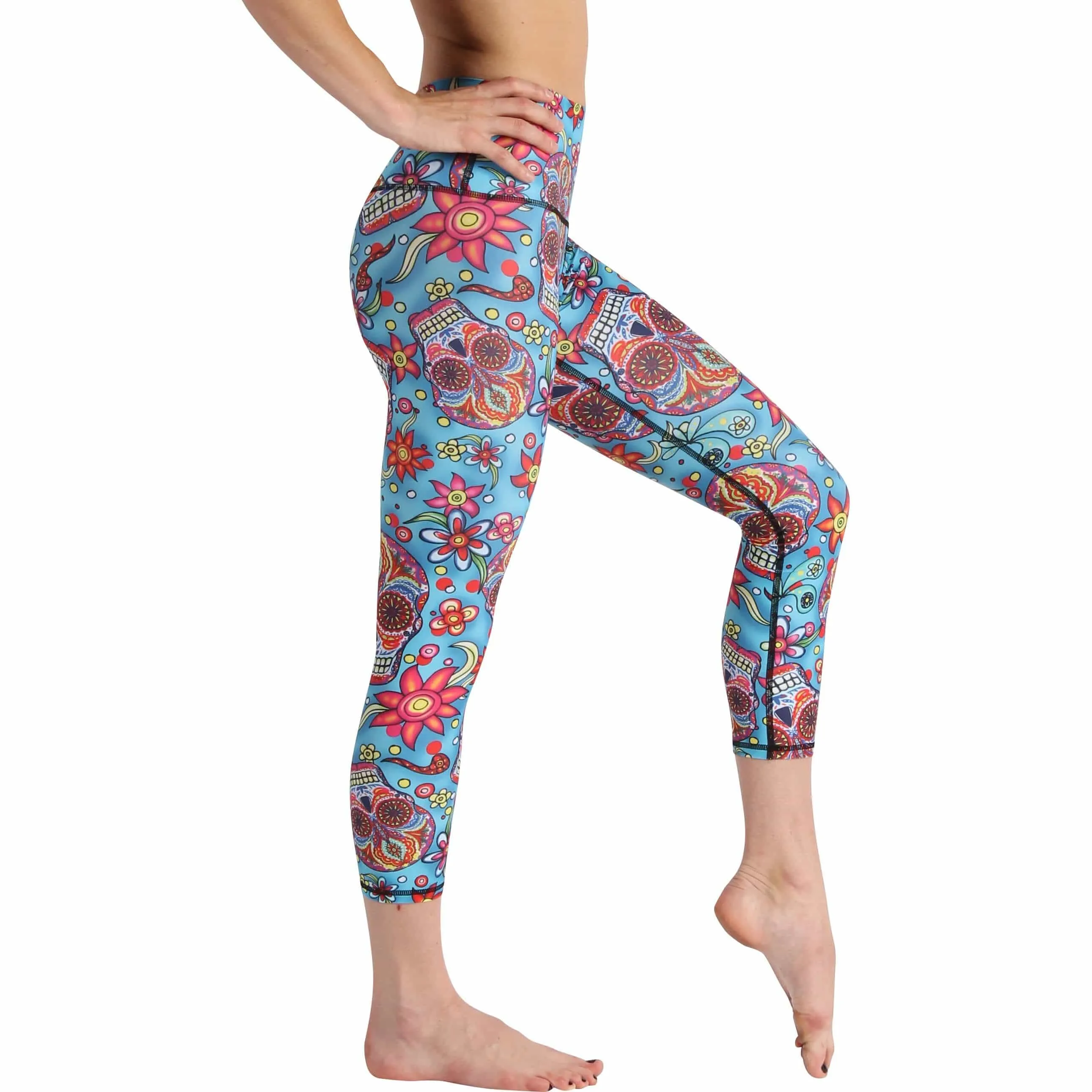 Skull Candy Printed Yoga Crops
