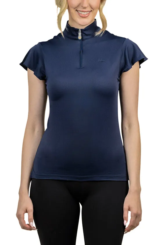 Slim Fit, Navy Flutter Sleeve Shirt - Final Sale