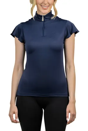 Slim Fit, Navy Flutter Sleeve Shirt - Final Sale