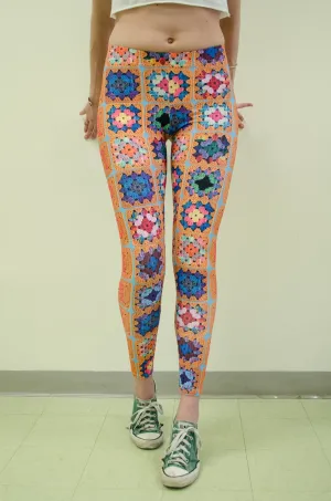 'Snappy' Crochet Print Granny Square Leggings