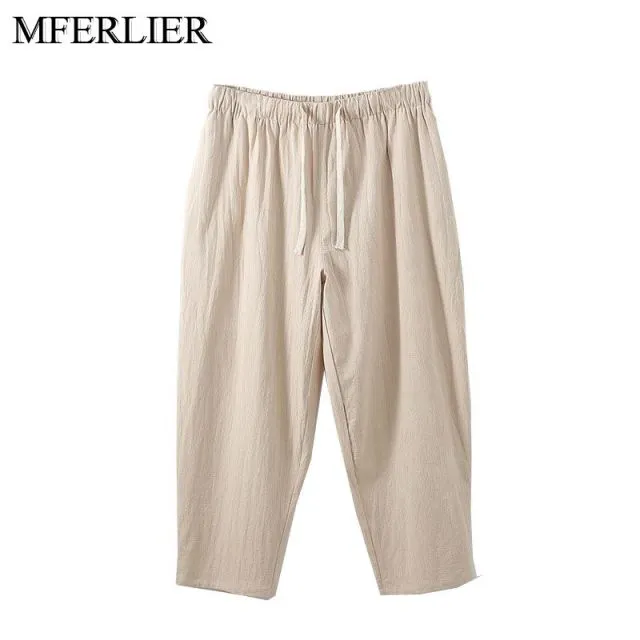 Summer pants men 5XL 6XL 7XL 8XL 9XL 10XL 11XL 12XL Waist 170cm Plus size Cotton linen large size trousers men 5 colors