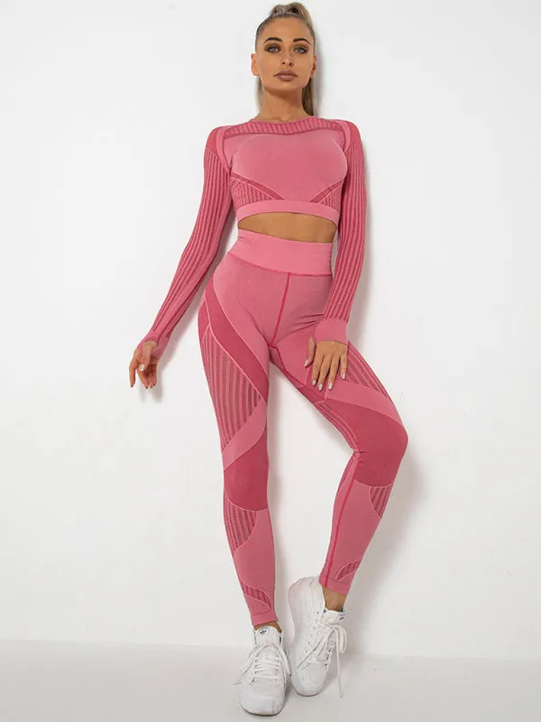 TEEK - Seamless Striped Quick-Drying Yoga Sportswear Set