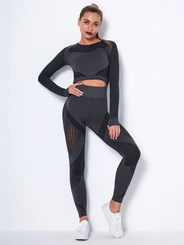 TEEK - Seamless Striped Quick-Drying Yoga Sportswear Set
