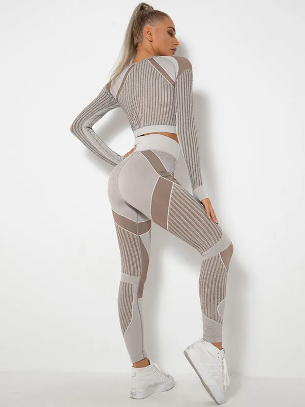 TEEK - Seamless Striped Quick-Drying Yoga Sportswear Set
