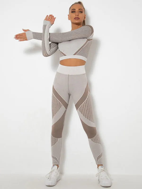 TEEK - Seamless Striped Quick-Drying Yoga Sportswear Set