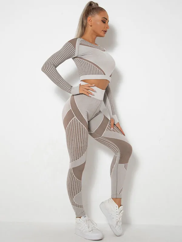 TEEK - Seamless Striped Quick-Drying Yoga Sportswear Set