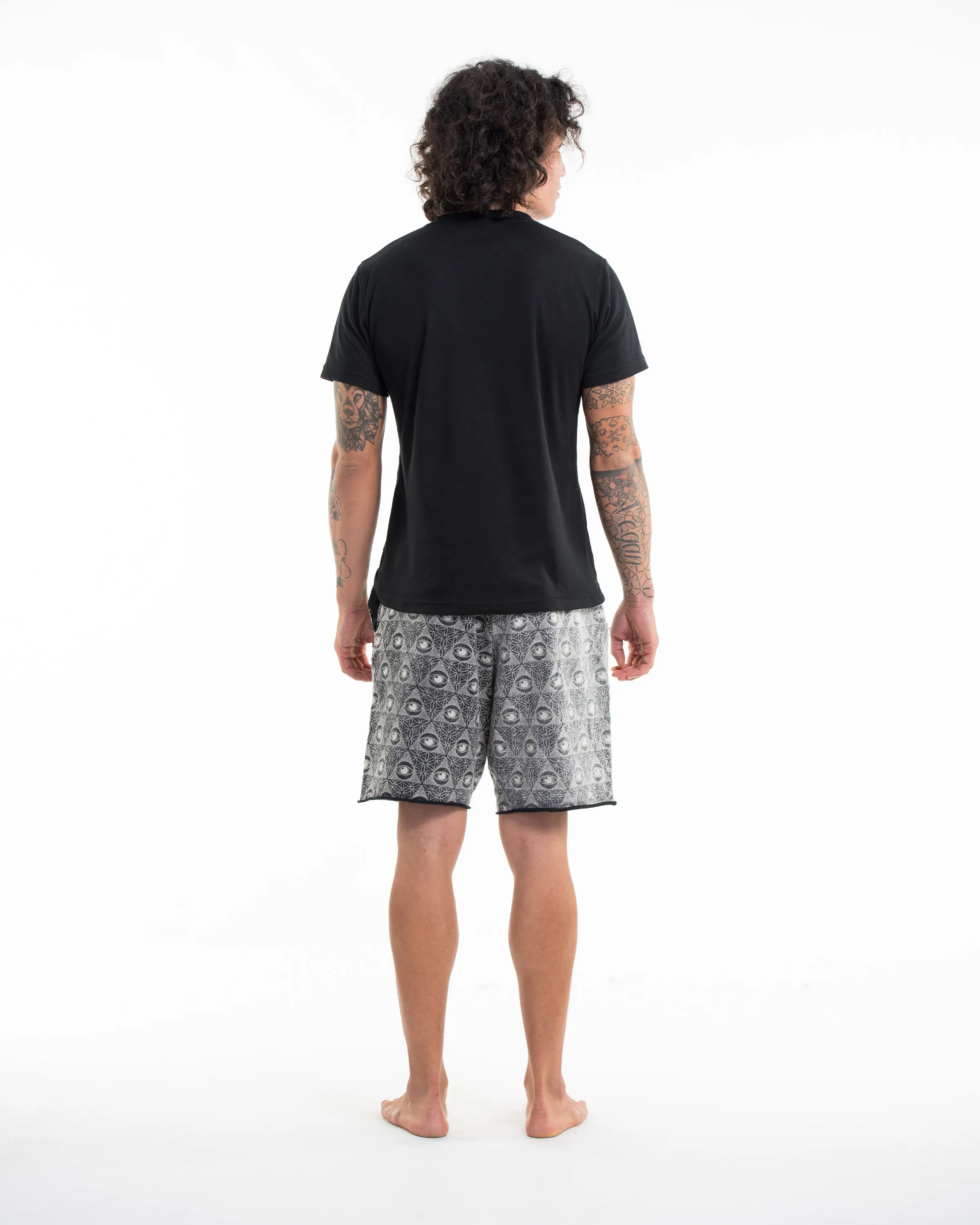 Unisex Pyramid Eye Stone Washed Shorts in Black