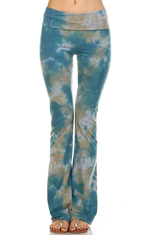 Urban X Taupe and Teal Cloud Tie-Dye Yoga Pant