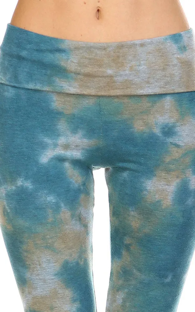 Urban X Taupe and Teal Cloud Tie-Dye Yoga Pant