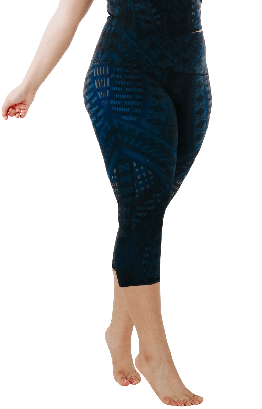 Warrior One Printed Yoga Crops