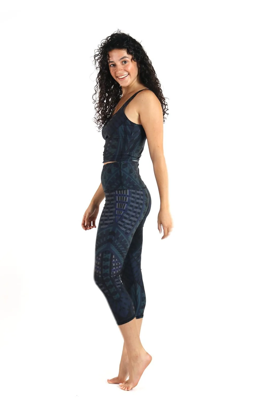 Warrior One Printed Yoga Crops