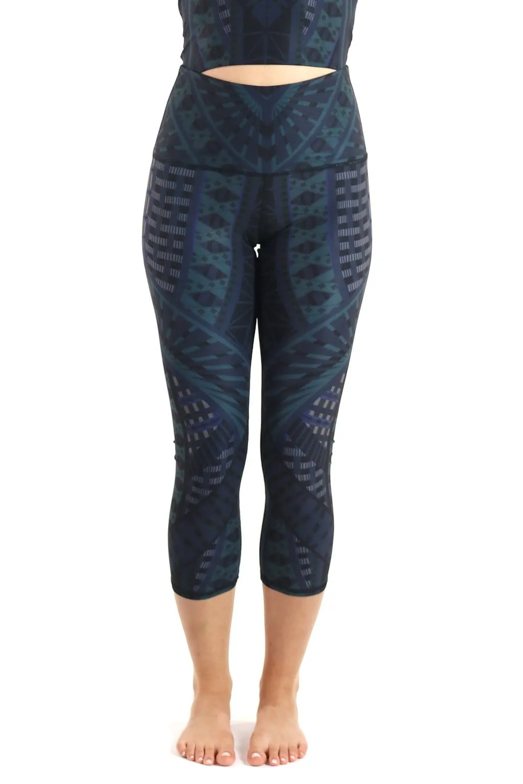 Warrior One Printed Yoga Crops