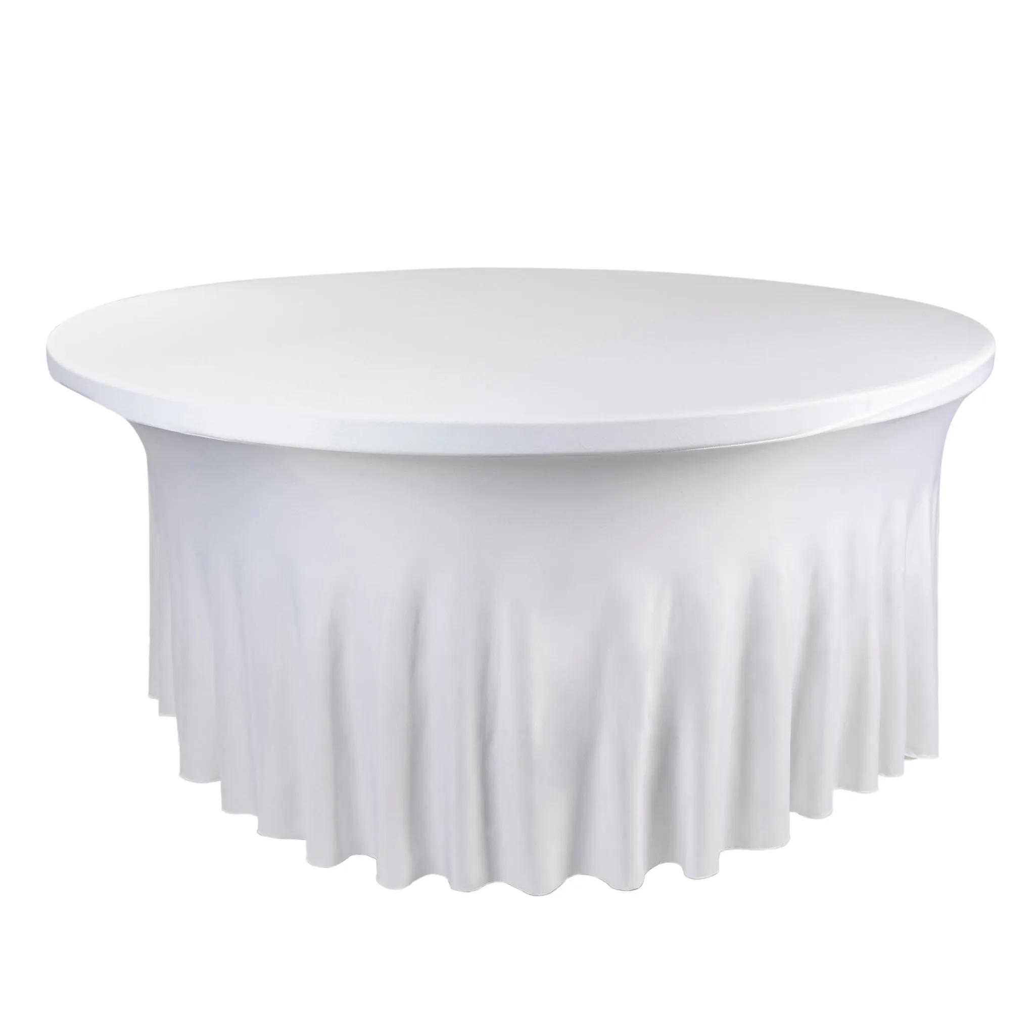 Wavy Spandex Table Cover 5ft Round - White