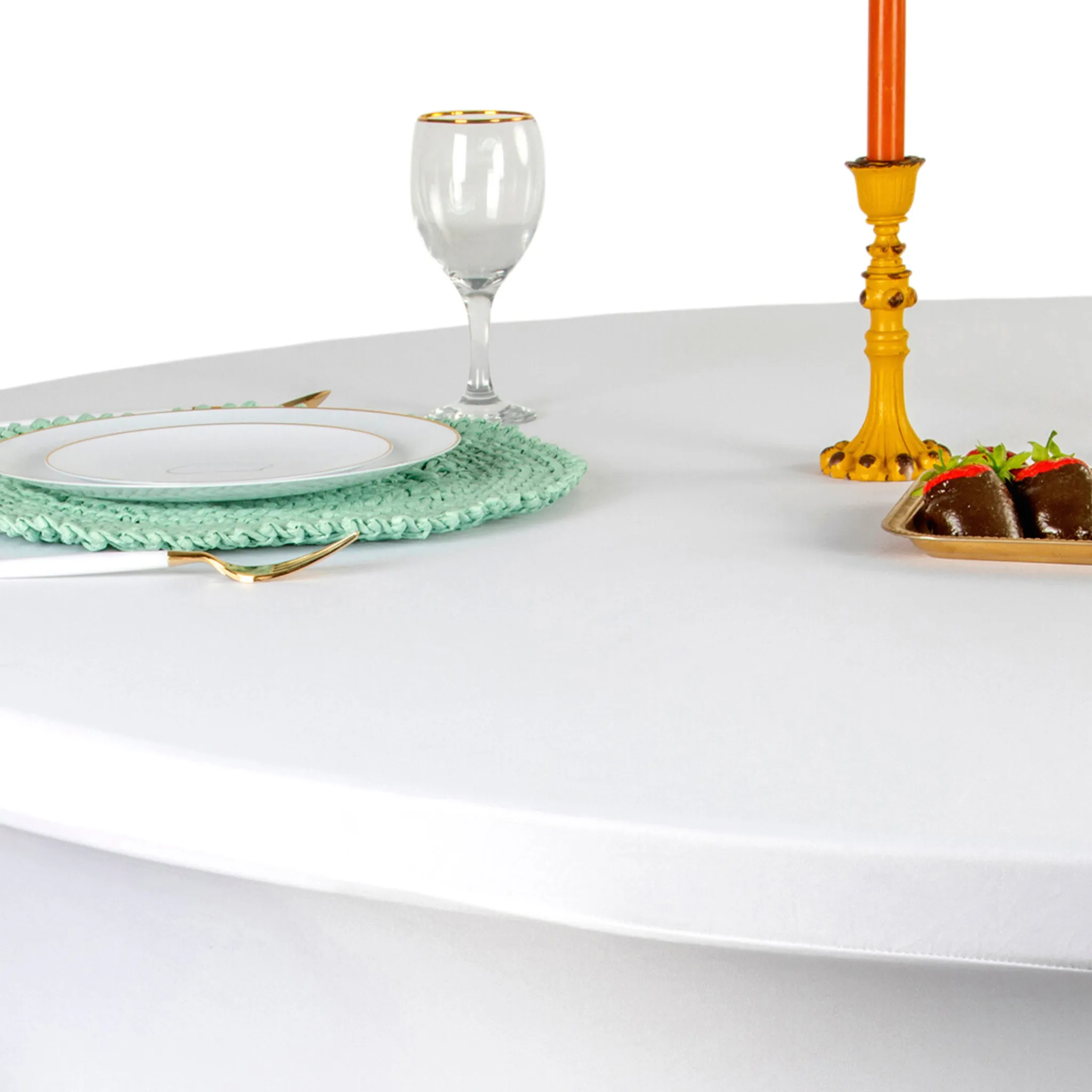 Wavy Spandex Table Cover 5ft Round - White