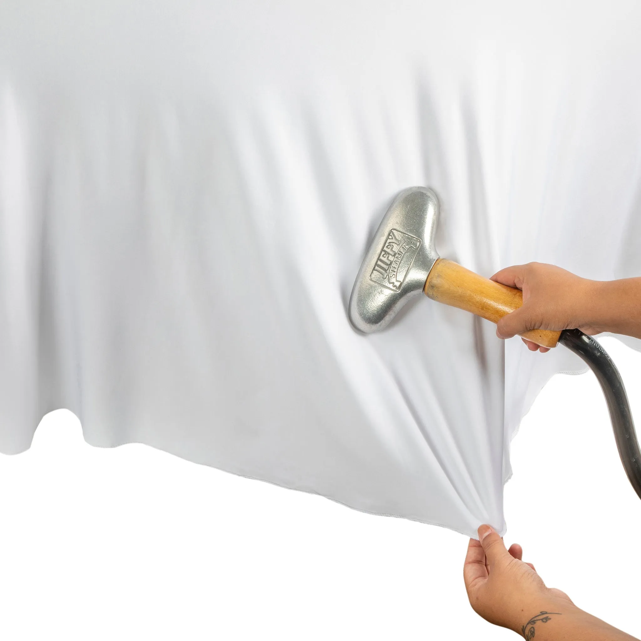 Wavy Spandex Table Cover 5ft Round - White