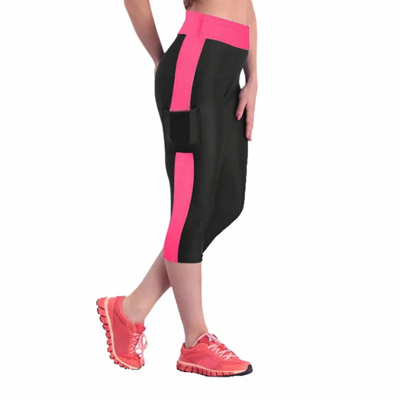 Womens High Waist Yoga Workout Capris with Side Pockets