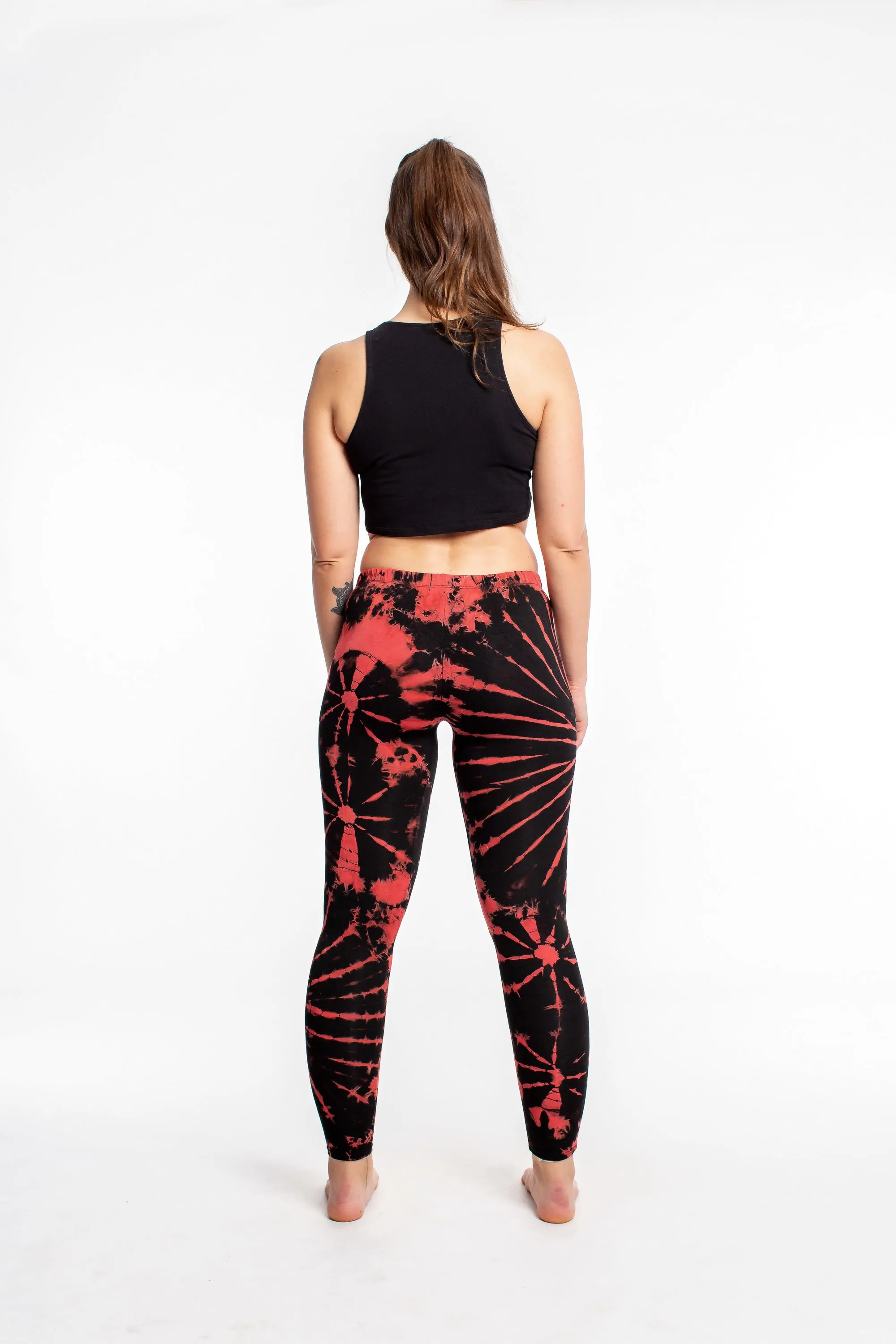 Womens Tie Dye Yoga Leggings in Brick