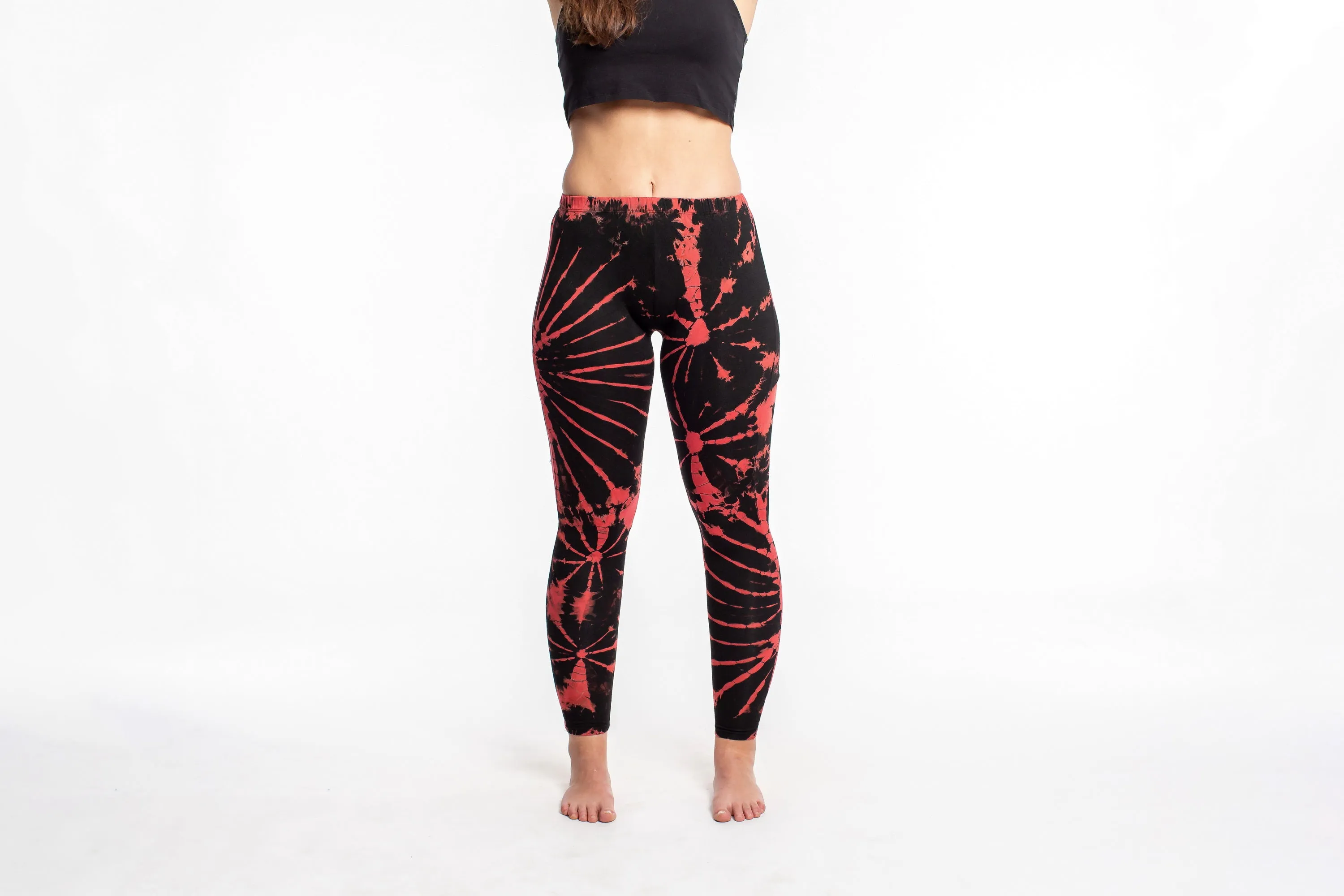 Womens Tie Dye Yoga Leggings in Brick
