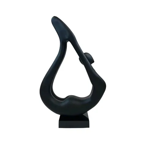 Yoga Black Sculpture - Wood Base - Home Decor