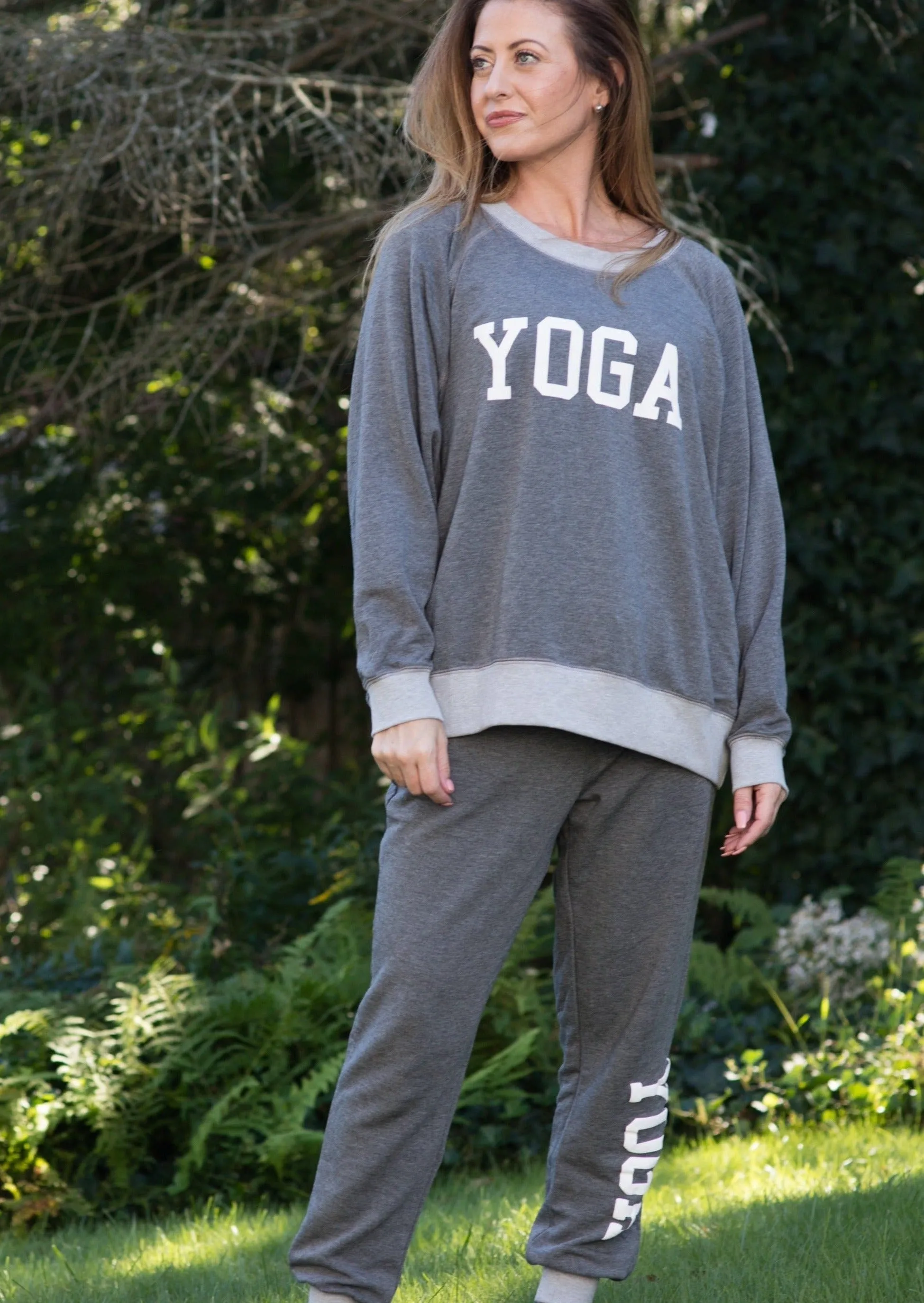 YOGA WHITE ON HEATHER GREY Sweatshirt